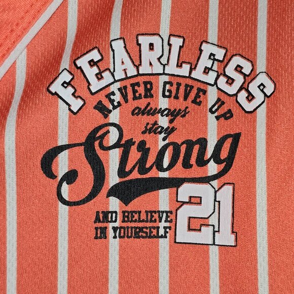 Rainbow Girls Fearless Never Give Up Baseball Tee in Orange, Size L(14-16) NWT - Picture 3 of 6
